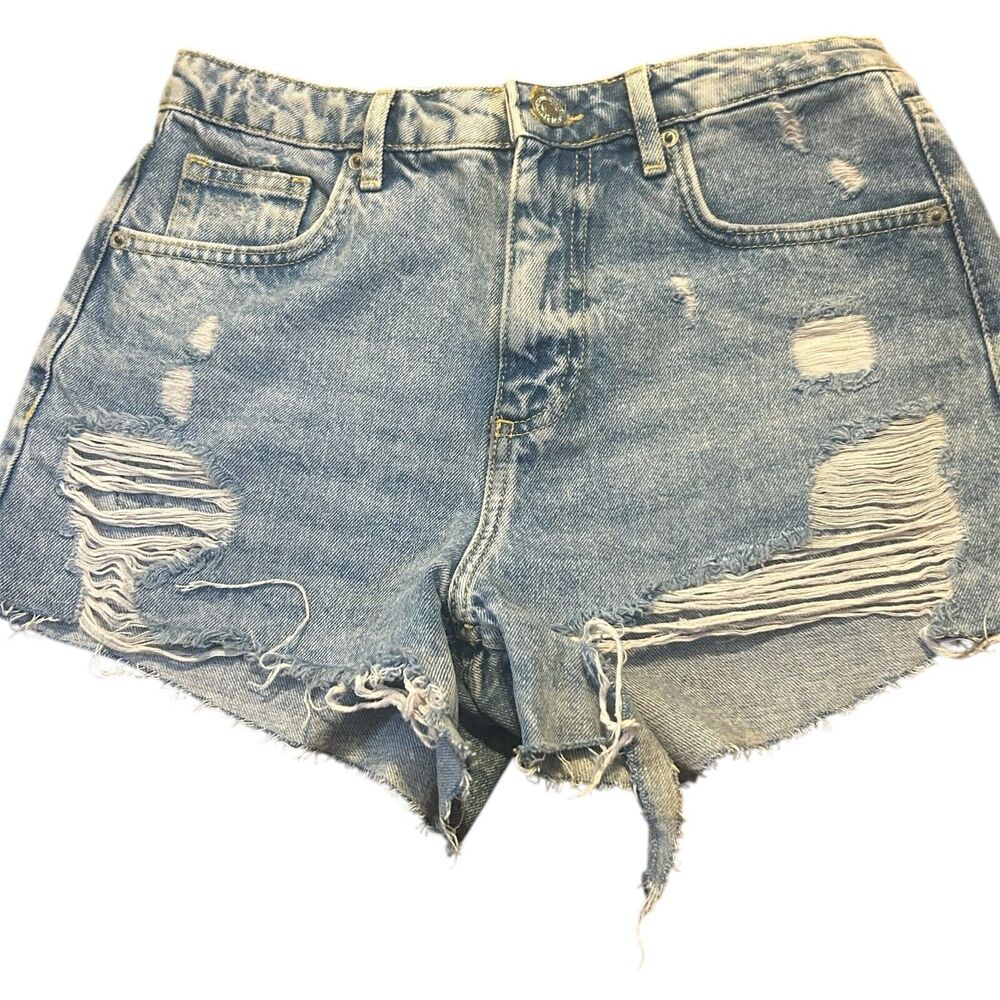 Forever 21 Cut-Off Shorts Womens 25 Blue Denim Distressed Frayed Mid Festival